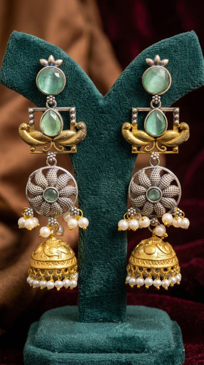 Alternate styling layout profile of Reet Oxidised Earrings