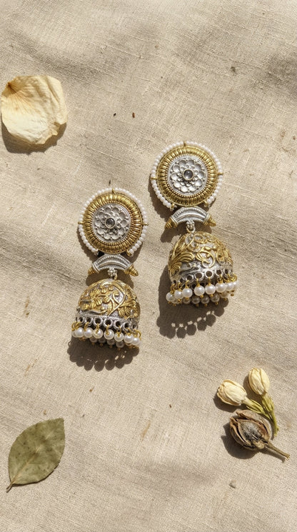 Main display view of the traditional Snigdha Dual Tone Earrings