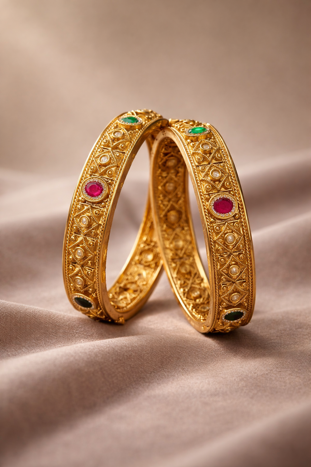 Detailed craftsmanship close up view of Alka Premium Swaroski Bangles (Openable)