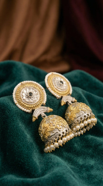 Alternate styling layout profile of Snigdha Dual Tone Earrings