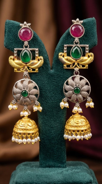Alternate styling layout profile of Reet Oxidised Earrings